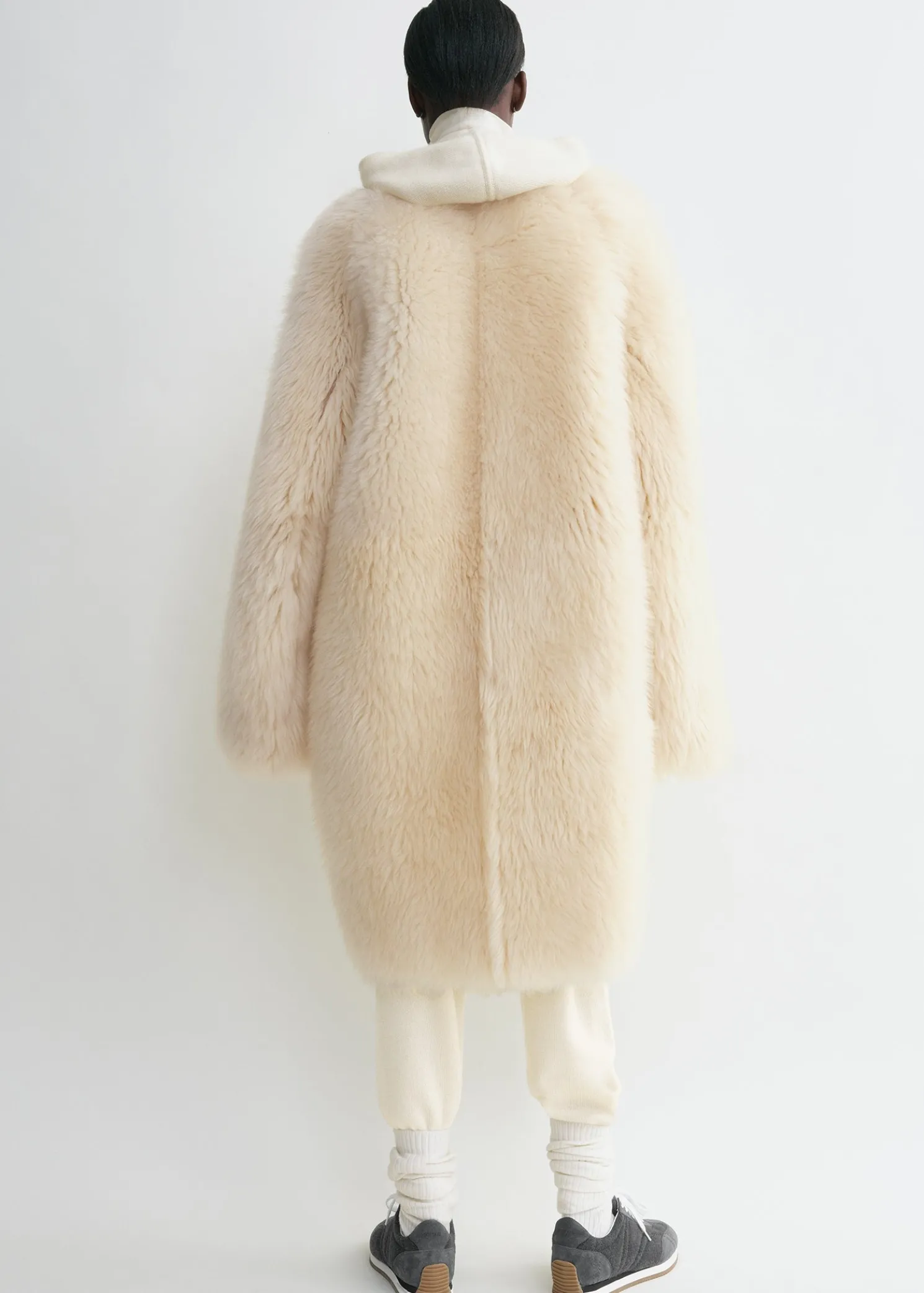 Two-way shearling coat cream/caramel