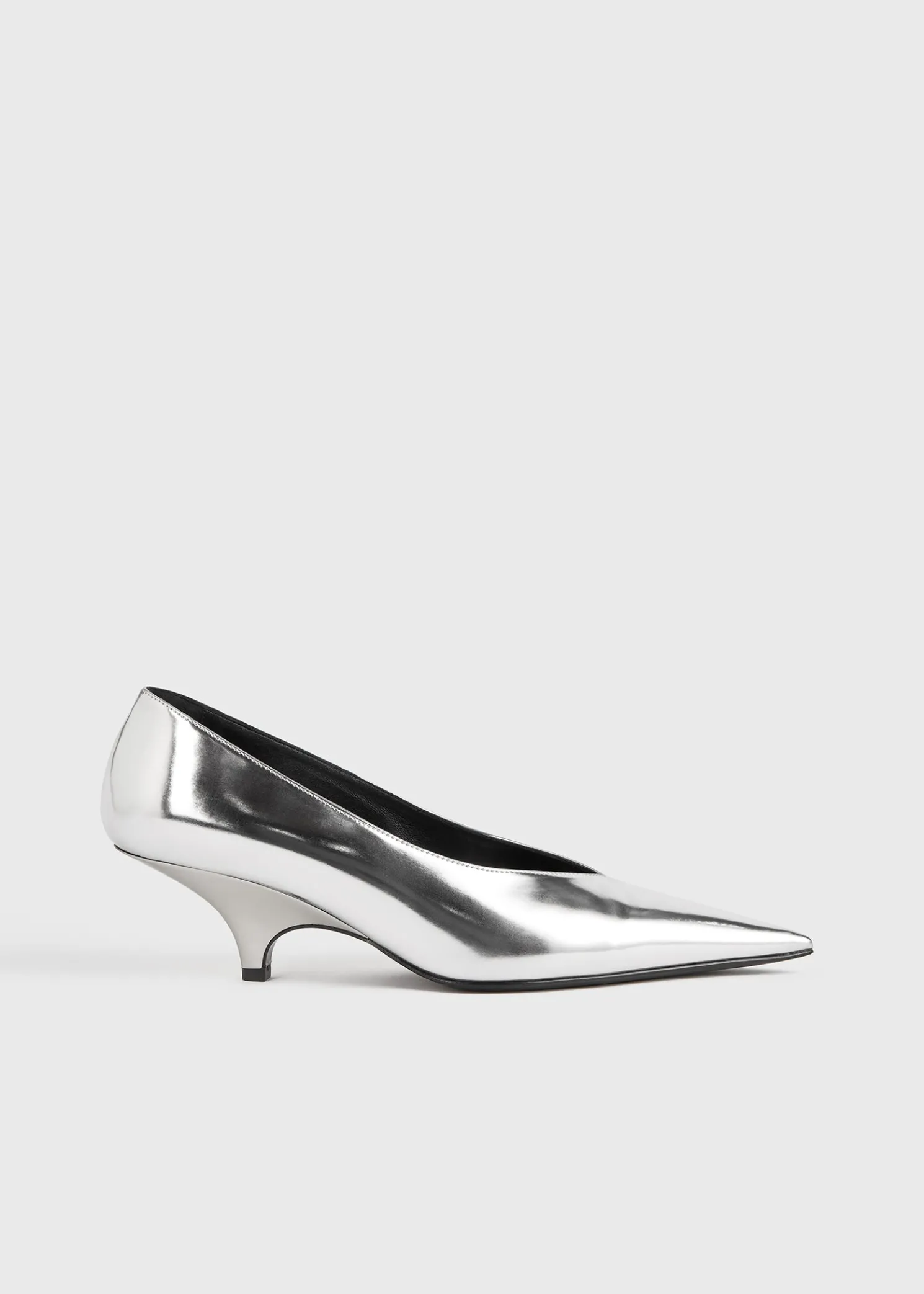 Wedge-heel faux-leather pumps silver