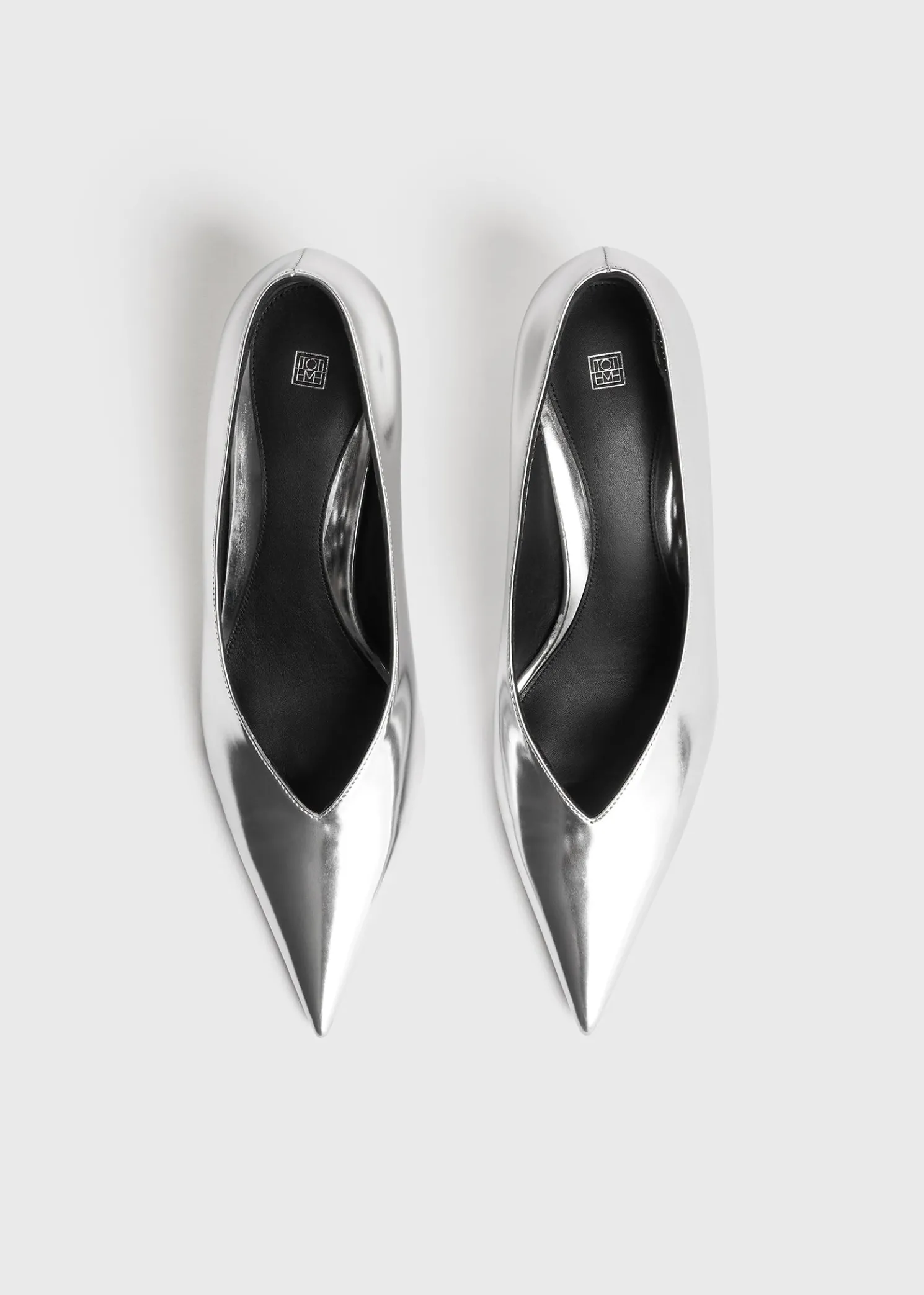 Wedge-heel faux-leather pumps silver