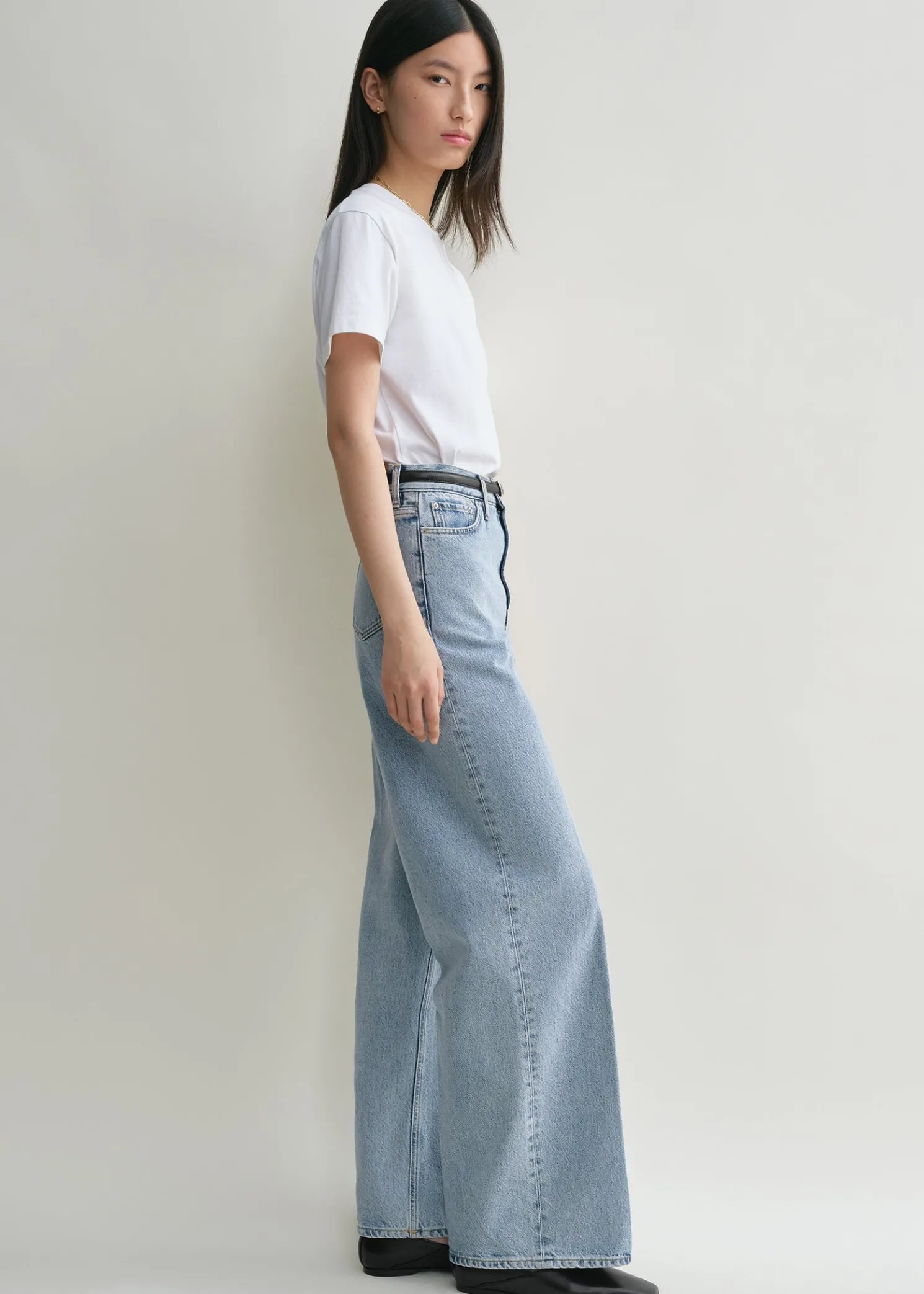 Wide leg denim cool blue