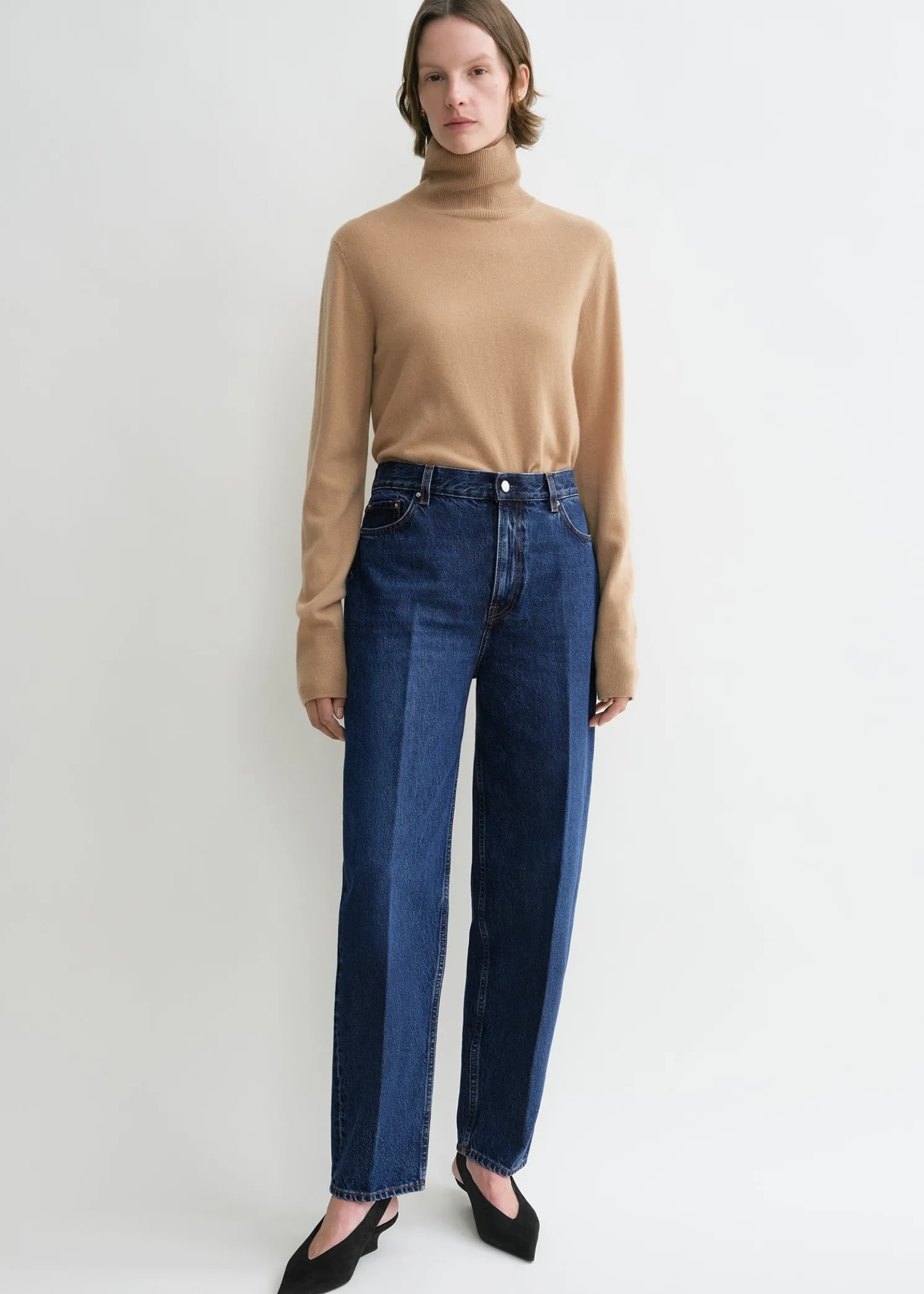 Wide tapered leg denim dark blue