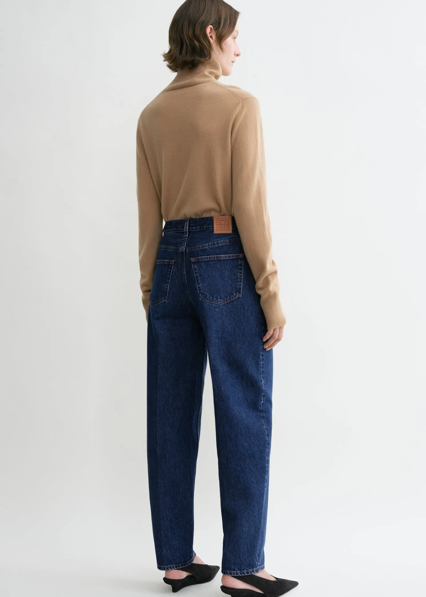 Wide tapered leg denim dark blue