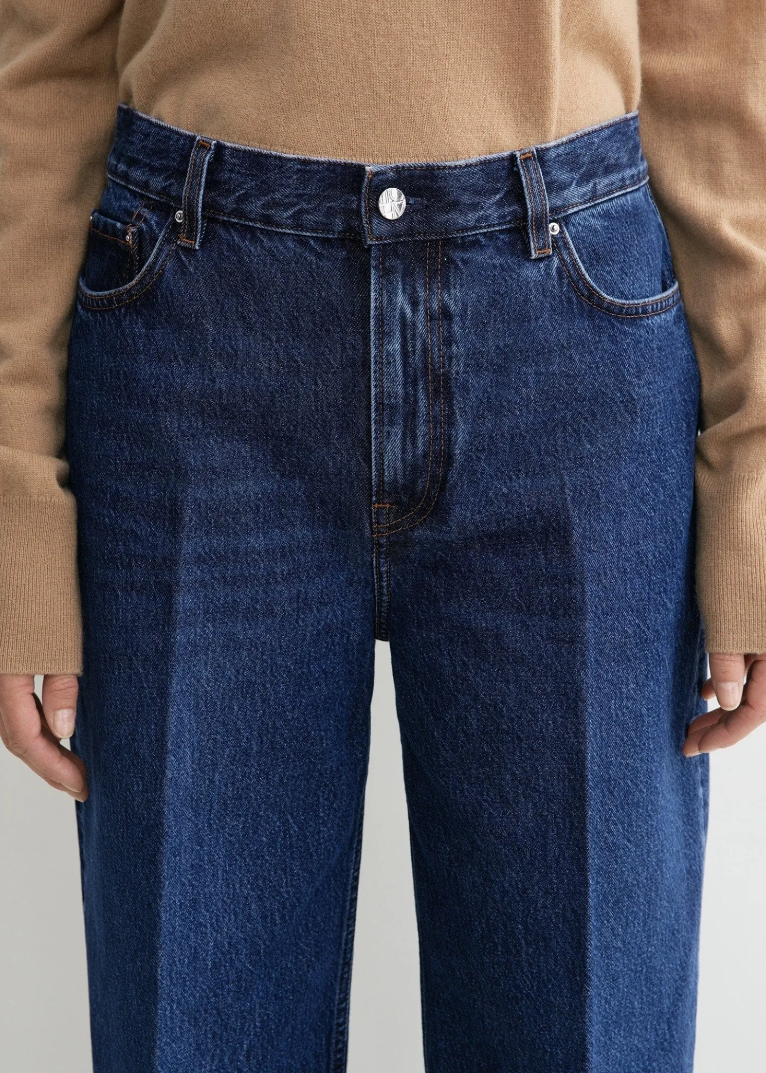 Wide tapered leg denim dark blue