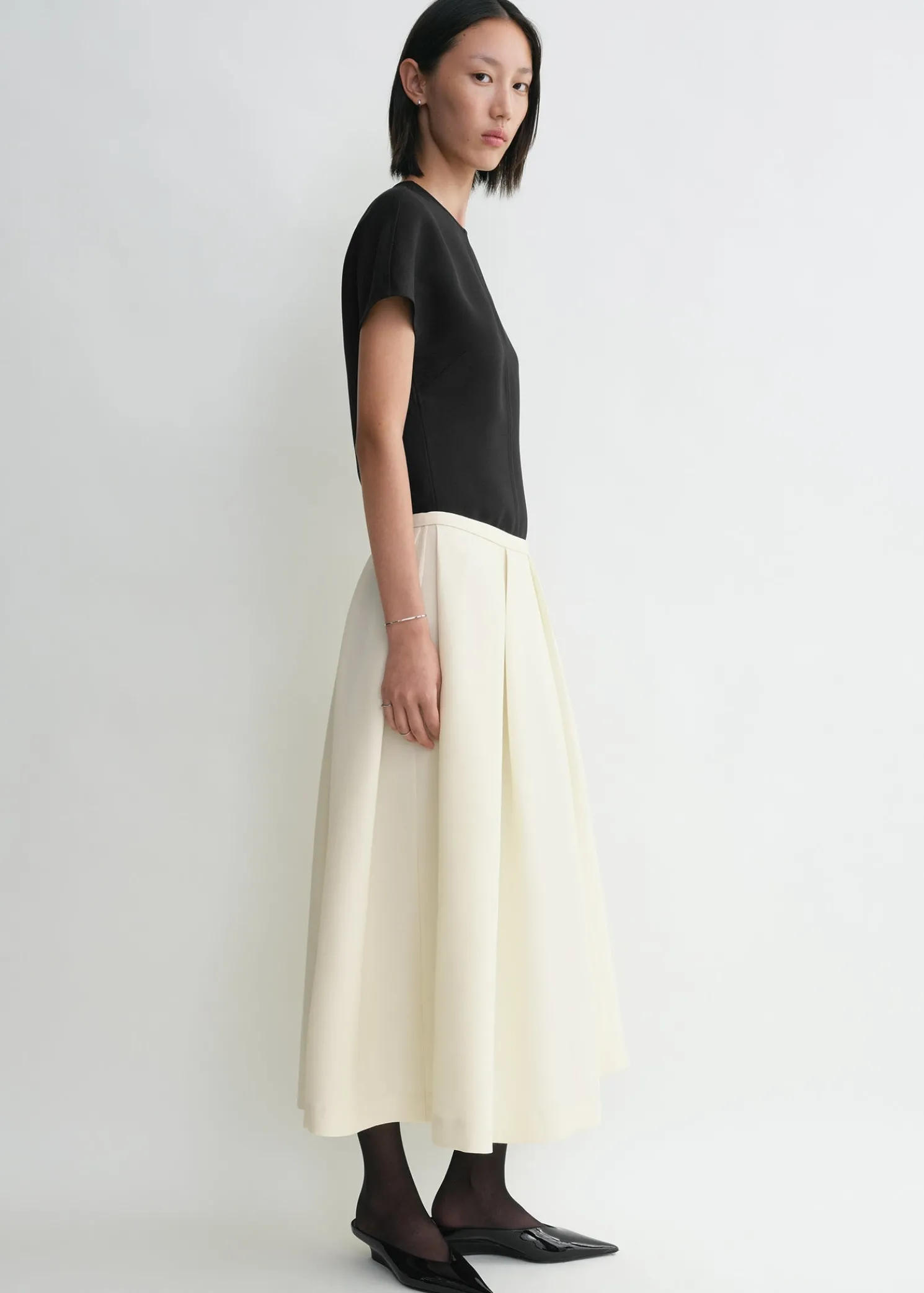 Wool silk twinflower skirt macadamia