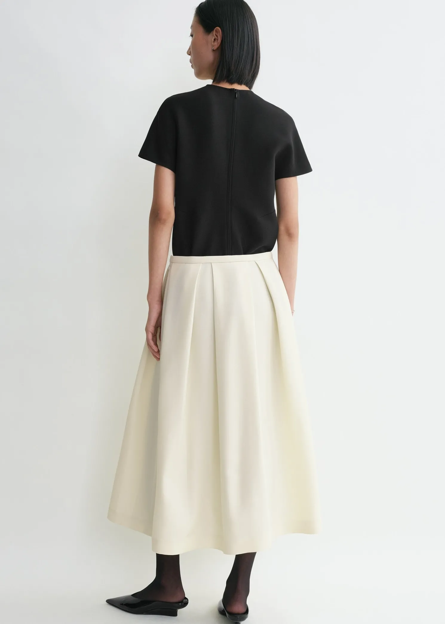 Wool silk twinflower skirt macadamia