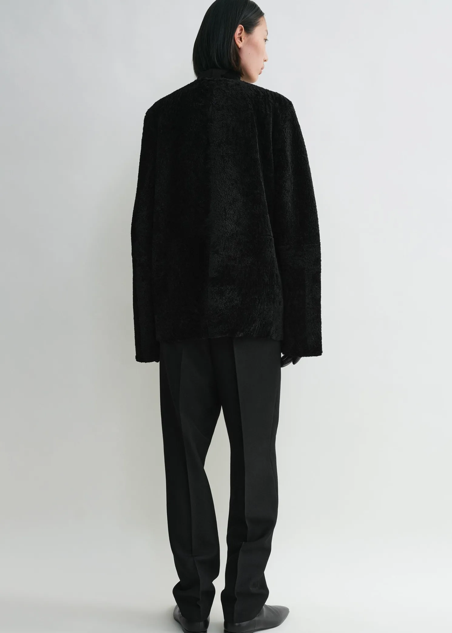 Zipped teddy shearling jacket black