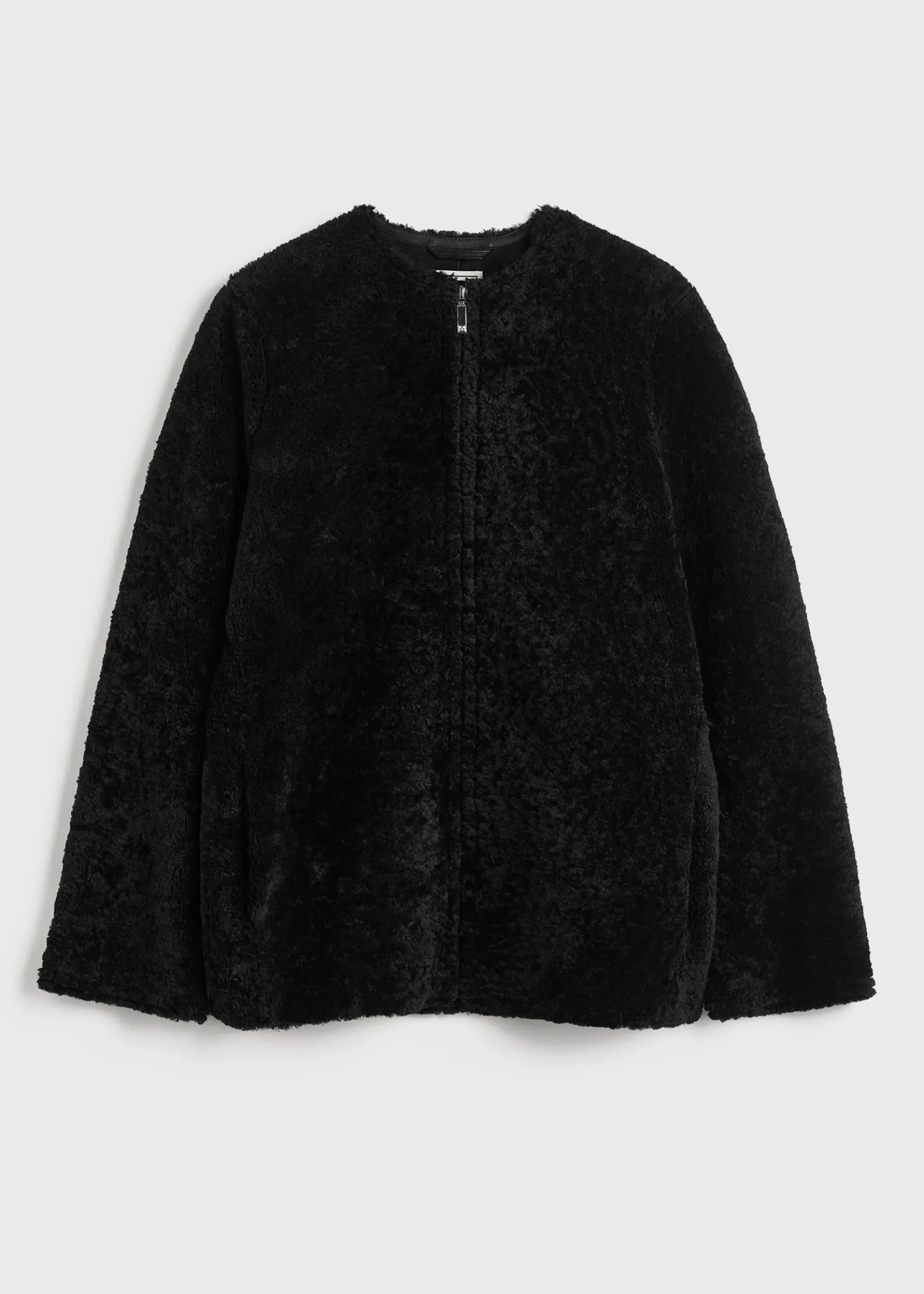 Zipped teddy shearling jacket black